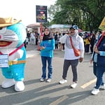 Satgas Pangan Polda Kalsel Bikin Heboh CFD, Dua Anggota Cosplay Doraemon dan Spongebob Photo Polda Beras murah