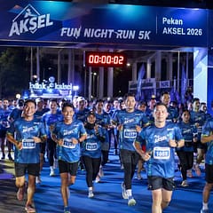 Aksel Fun Night Run 5K Meriahkan Pekan AKSEL 2026, Hadirkan Sensasi Lari Malam di Banjarmasin Aksel fun night run 5K finish